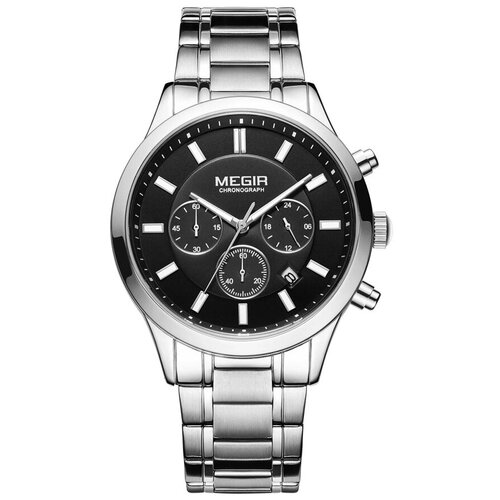 Наручные часы Megir Часы Megir/Мегир 2150G секундомер, мужские, серебряный (серебристый/черный)