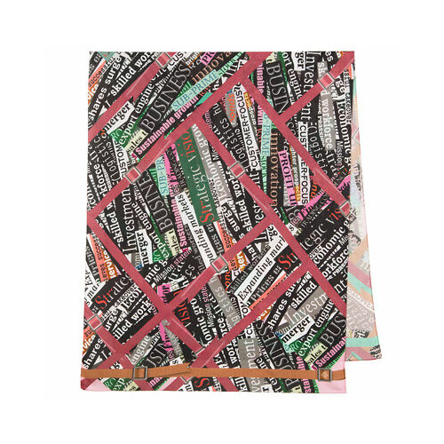 Палантин Павловопосадская платочная мануфактура, 200х80 см, розовый, черный (черный/коричневый/красный/разноцветный/розовый/коралловый/бирюзовый/белый)