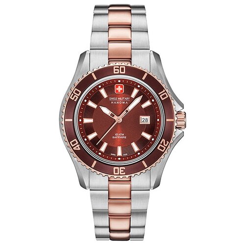Наручные часы Swiss Military Hanowa Ladies 06-7296.12.005, серебряный, коричневый (коричневый/серебристый/стальной/красный-розовый) - изображение №1