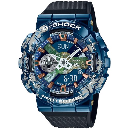 Наручные часы CASIO G-Shock Часы женские Casio G-Shock GM-110EARTH-1A, синий, черный (черный/синий)
