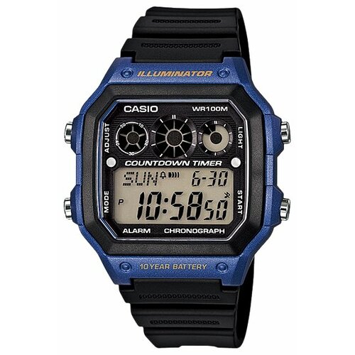Наручные часы CASIO AE-1300WH-2A, черный, синий (серый/черный/синий)