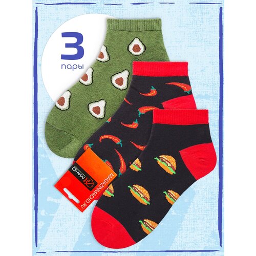 Носки Мачо, 3 пары, 3 уп, черный, красный, зеленый (черный/красный/зеленый) - изображение №1