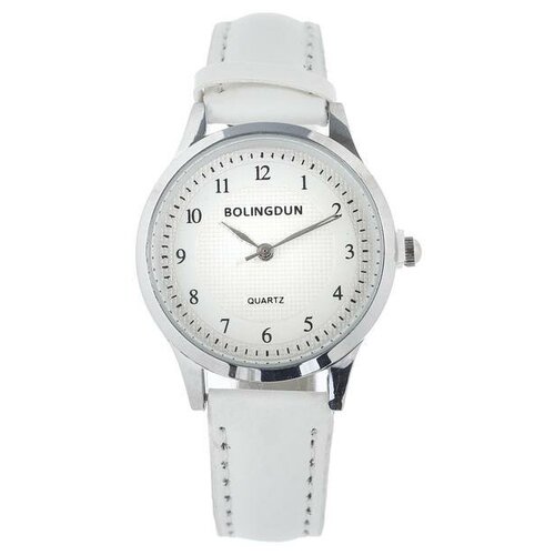 Наручные часы Сима-ленд Часы наручные женские "Bolingdun", d-3 см, ремешок экокожа, белые 5200856, белый