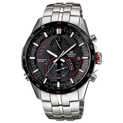 Наручные часы CASIO EQS-A500DB-1A, черный, серебряный (черный/красный/серебристый)