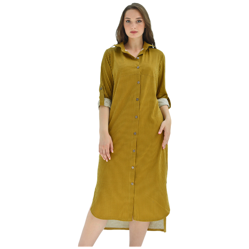 Платье Оптима Трикотаж, зеленый (зеленый/горчичный)