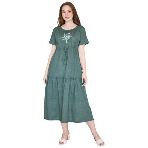 Платье Оптима Трикотаж, хлопок, повседневное, классическое, полуприлегающее, карманы, зеленый