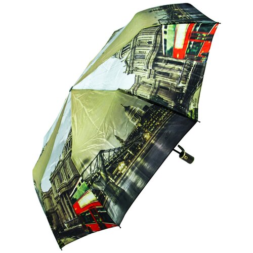 Зонт Popular, автомат, 3 сложения, купол 105 см., 10 спиц, система «антиветер», чехол в комплекте, для женщин, мультиколор (серый/коричневый/бежевый/хаки)