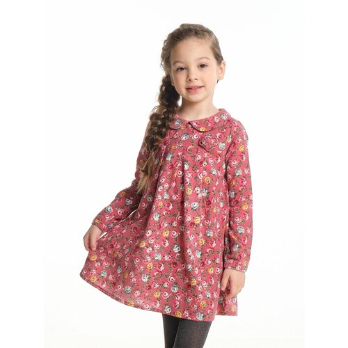 Платье Mini Maxi, фланель, хлопок, флористический принт, мультиколор, розовый (розовый/мультиколор)