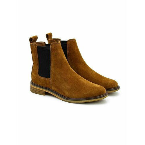 Ботинки челси Clarks,5D UK, коричневый (коричневый/темно-коричневый)