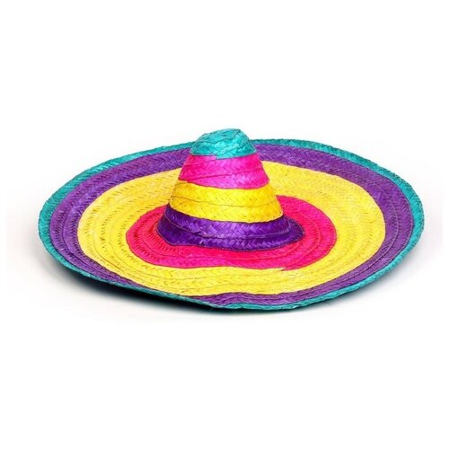 Карнавальная шляпа «Сомбреро» (розовый/желтый/фиолетовый/бирюзовый/белый)