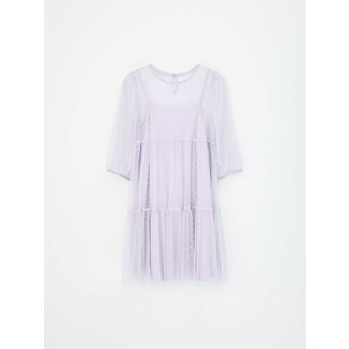 Платье Sela, белый (фиолетовый/белый/сиреневый/ванильный) - изображение №1