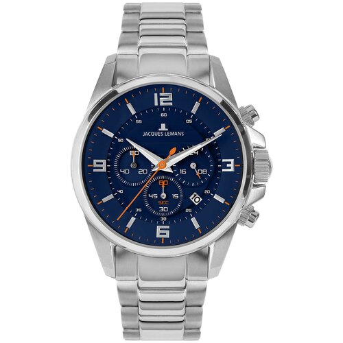 Наручные часы JACQUES LEMANS Sport Jacques Lemans 1-2118, серебряный, синий (синий/серебристый)