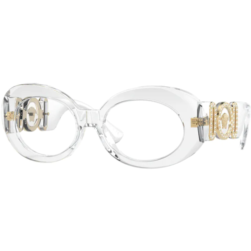 Солнцезащитные очки Versace, овальные, оправа: пластик, с защитой от УФ, для женщин, бесцветный (золотой/бесцветный)