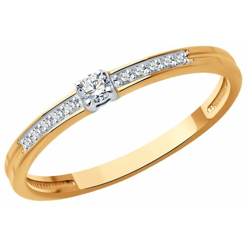 Кольцо Diamant, красное золото, 585 проба, бриллиант - изображение №1