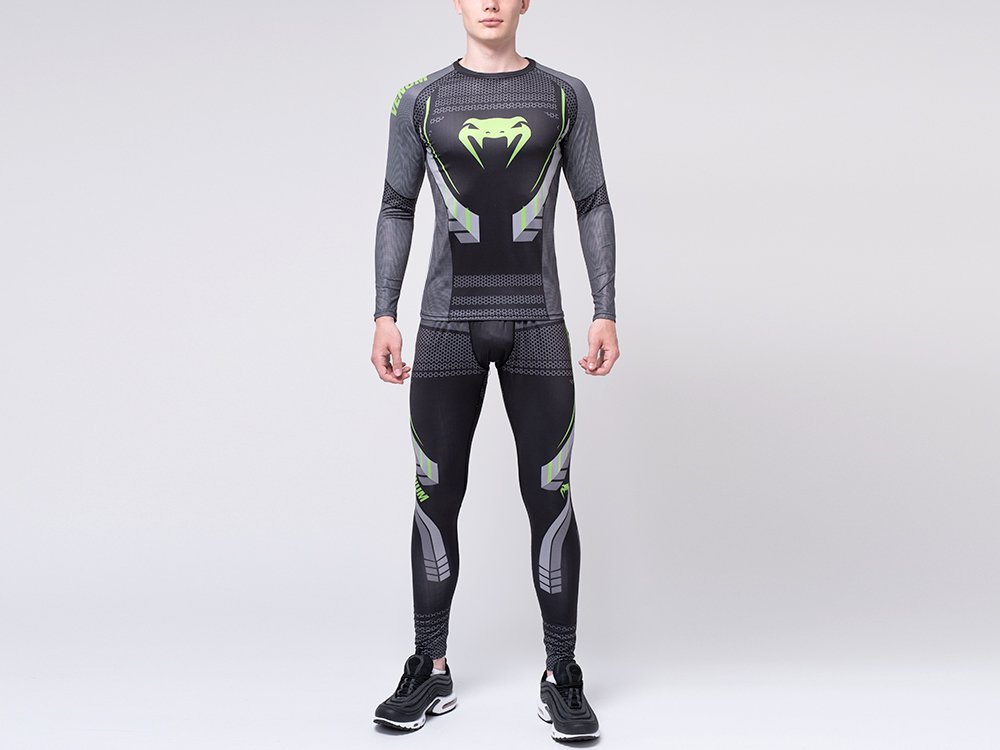Тренировочный костюм Venum (черный/зеленый) - изображение №1