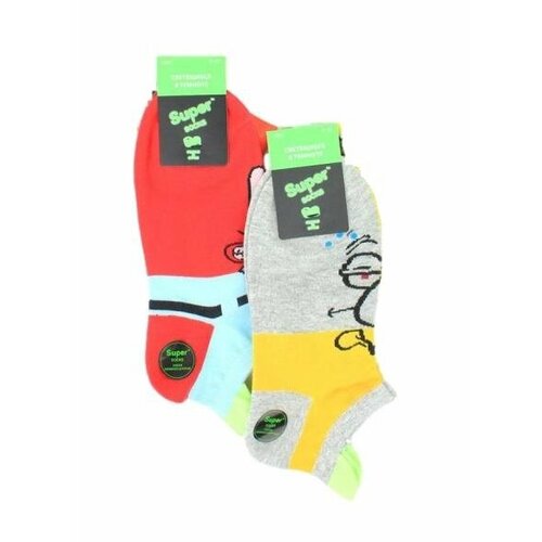 Носки Super socks свет, желтый, серый (серый/желтый/оранжевый/белый) - изображение №1