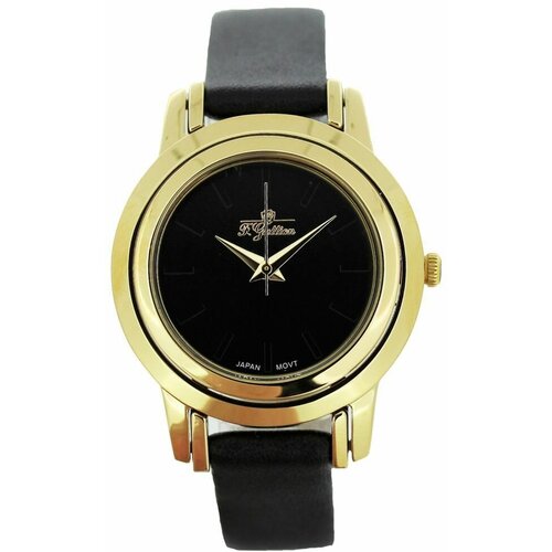 Наручные часы F.Gattien Часы наручные женские F.Gattien 10045-114ч Гарантия 1 год, черный, золотой (черный/золотистый)
