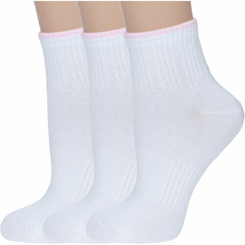 Носки RuSocks, 3 пары, белый (белый/розовый)