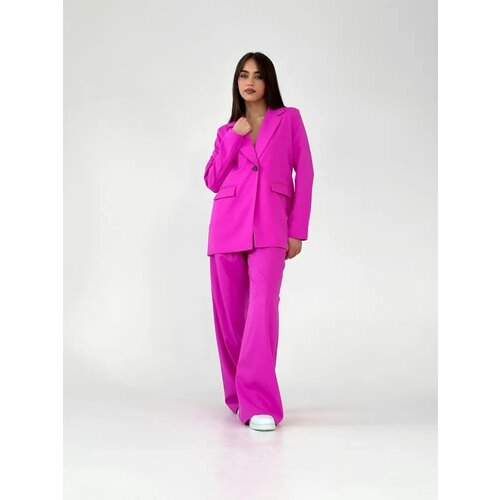 Костюм Blazer, жакет и брюки, классический стиль, свободный силуэт, розовый