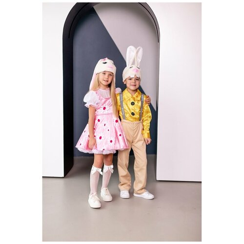 Детский карнавальный костюм Зайка Лёля (16451) 110 см (розовый/белый/мультицвет/мультиколор)