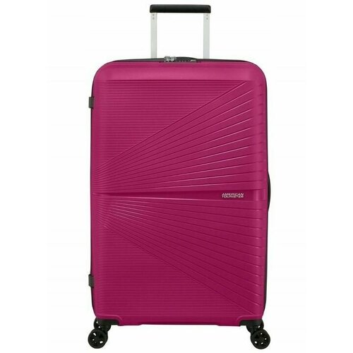 Чемодан American Tourister, ABS-пластик, полипропилен, рифленая поверхность, износостойкий, жесткое дно, увеличение объема, 101 л, розовый