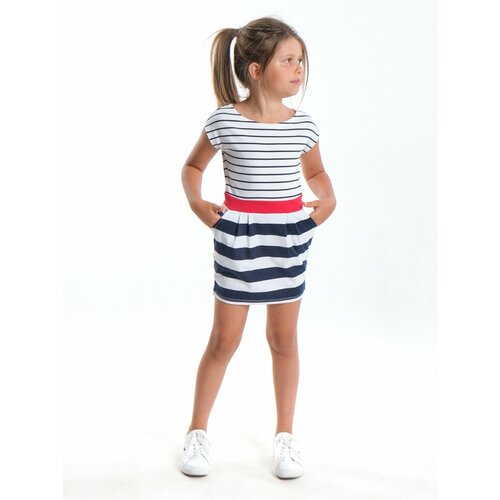 Платье Mini Maxi, хлопок, трикотаж, в полоску, белый, синий (синий/белый)