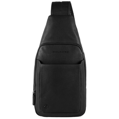 Рюкзак  слинг PIQUADRO Black Square, фактура зернистая, гладкая, черный