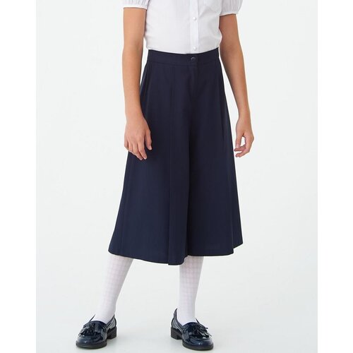 Школьные брюки кюлоты  SMENA, повседневный стиль, стрелки, карманы, пояс на резинке, синий