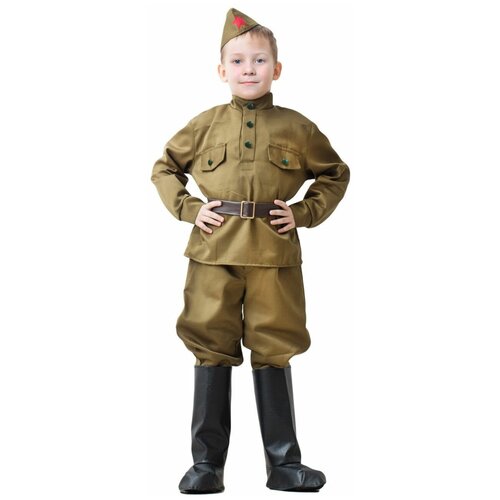 Карнавальный костюм "Солдат" в галифе, на рост 122-134, 5-7 лет, Бока, Батик (хаки)