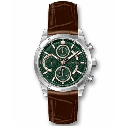 Наручные часы Guardo Наручные часы Guardo Premium 12734-2, серебряный, коричневый (коричневый/зеленый/серебристый)
