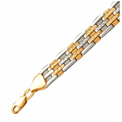 Браслет-цепочка Эстет, комбинированное золото, 585 проба, длина 17 см