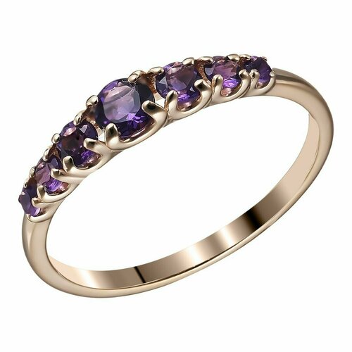 Перстень, серебро, 925 проба, фиолетовый, золотой (фиолетовый/золотистый)