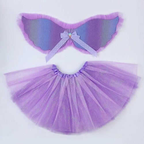 Карнавальный набор "Фея", 5-7 лет: юбка с х/б подкладом, крылья (фиолетовый) - изображение №1