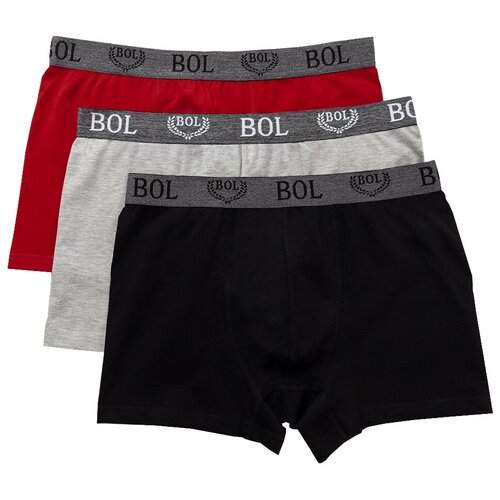 Трусы BOL Men's, 3 шт, красный, серый, черный (серый/черный/синий/красный/голубой) - изображение №1