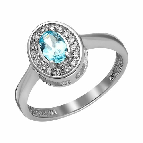 Перстень, серебро, 925 проба, родирование, апатит, фианит, серебряный, бесцветный (голубой/серебристый/бесцветный) - изображение №1