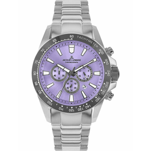 Наручные часы JACQUES LEMANS Sports Наручные часы Jacques Lemans 1-2140M, фиолетовый, белый (фиолетовый/белый/сиреневый)