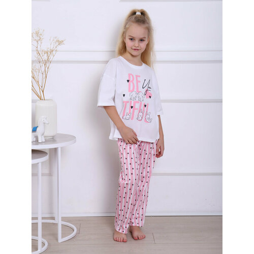 Пижама Милаша, белый, розовый (розовый/белый) - изображение №1