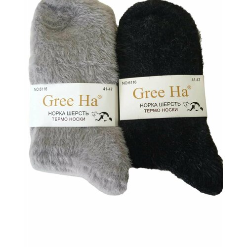 Носки Gree Ha, 2 пары, серый, черный (серый/черный)