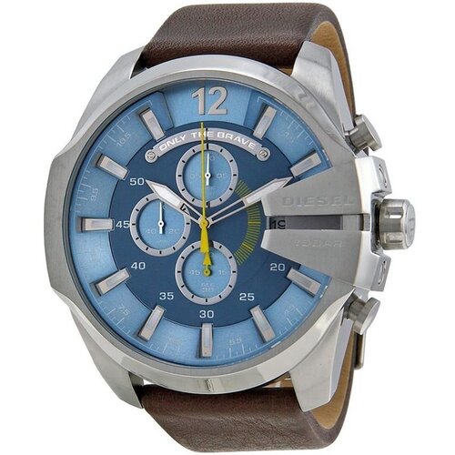 Наручные часы DIESEL Mega Chief DZ4281, коричневый, серебряный (коричневый/серебристый/коричневый-голубой)