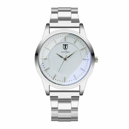 Наручные часы Часы наручные мужские, d-4.2 см, ремешок металл, белый циферблат, мультиколор (мультицвет) - изображение №1