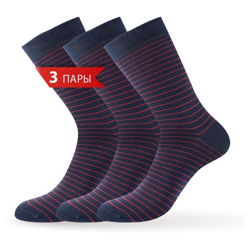 Мужские носки Omsa, 3 пары, высокие, синий, красный (синий/красный) - изображение №1