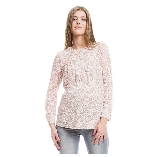 Блуза  для кормления NEWFORM, длинный рукав, флористический принт, розовый - изображение №1