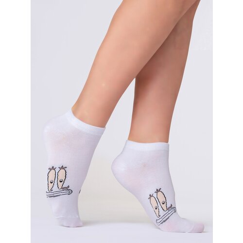 Женские носки Giulia укороченные, фантазийные, белый (бежевый/белый/экрю) - изображение №1