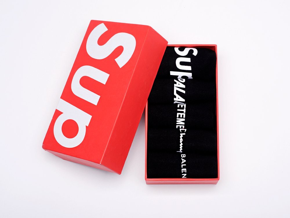 Носки короткие Sup в коробке 5 пар (черный) - изображение №1