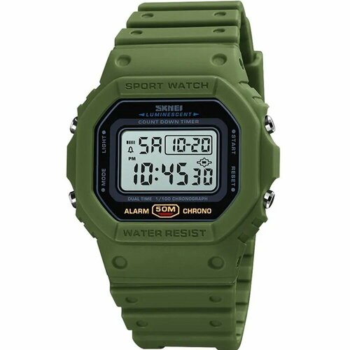 Наручные часы SKMEI Часы наручные Skmei 1628AGWT, черный, зеленый (черный/зеленый) - изображение №1