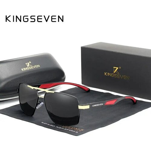 Солнцезащитные очки KINGSEVEN, черный (черный/белый) - изображение №1