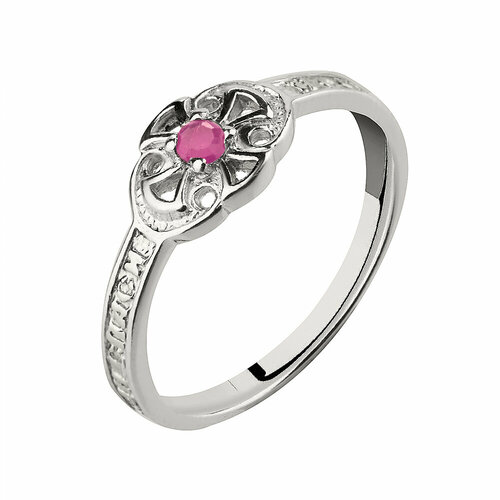 Кольцо CORDE Кольцо "Спаси и Сохрани" с натуральным рубином., серебро, 925 проба, родирование, рубин, серебряный, розовый (розовый/серебристый)