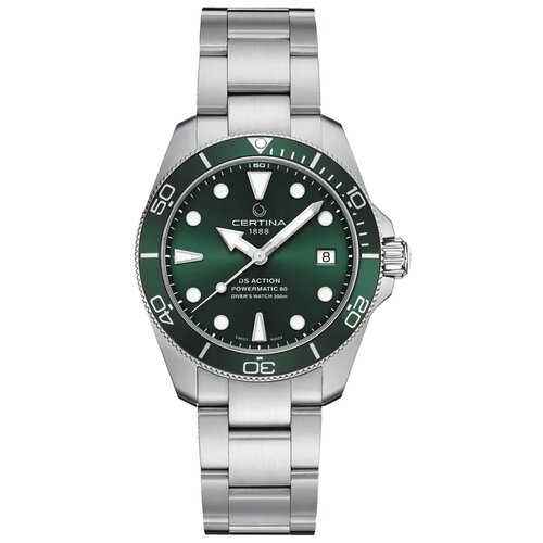Наручные часы Certina Aqua Наручные часы Certina DS Action Diver Powermatic C032.807.11.091.00, зеленый (зеленый/серебристый-зеленый)