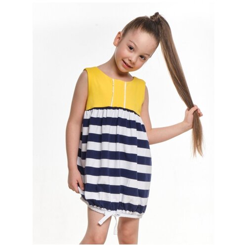 Платье Mini Maxi, хлопок, в полоску, желтый, синий (синий/желтый) - изображение №1