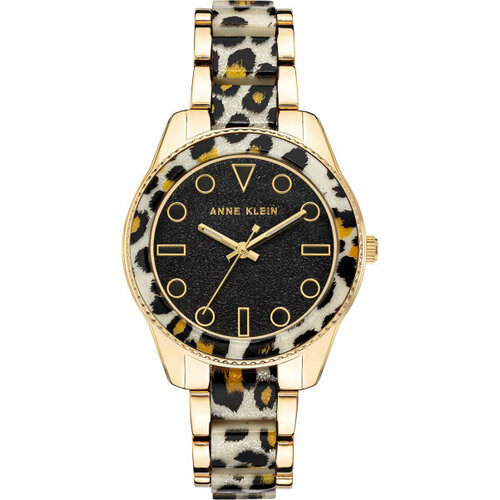 Наручные часы ANNE KLEIN Наручные часы Anne Klein 3214LEGB, черный, желтый (черный/коричневый/желтый) - изображение №1